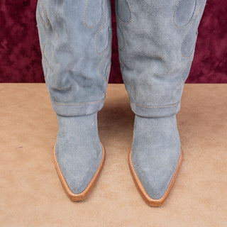 Wonderwest Women Zendaya Blue Suede Tall Western Cowboy Boots sz 7.5