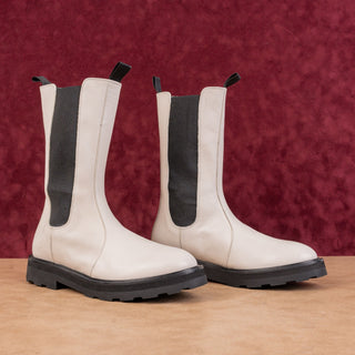 Lita by Ciara Women Italian Festival Party White Leather Chelsea Boots 7US EUR38