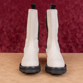 Lita by Ciara Women Italian Festival Party White Leather Chelsea Boots 7US EUR38