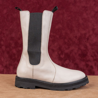 Lita by Ciara Women Italian Festival Party White Leather Chelsea Boots 7US EUR38