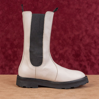 Lita by Ciara Women Italian Festival Party White Leather Chelsea Boots 7US EUR38