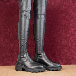 ASH Women Manny Black Vegan Leather Platform Retro Thigh High Boots 9US EUR 39