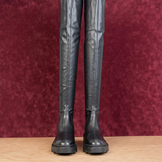 ASH Women Manny Black Vegan Leather Platform Retro Thigh High Boots 9US EUR 39