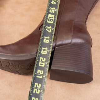 Korks Women Scarlet Vegan Leather Brown Leather Wide Calf Riding Tall boots 8.5