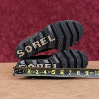 Sorel Wmn Joan Of Artic Wedge III Zip Black Leather Zip Lug Ankle Boots sz 7