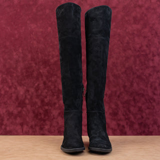 Sam Edelman Women Pam Black Suede Elastic OTK Zip Fashion Boots sz 6