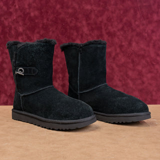 UGG Women D Link Chain Slip-on Black Nubuck Warm Comfortable Boots sz 11
