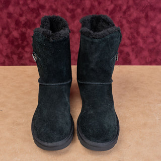 UGG Women D Link Chain Slip-on Black Nubuck Warm Comfortable Boots sz 11