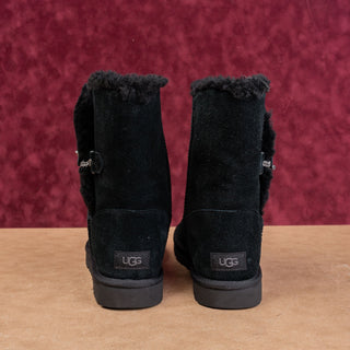 UGG Women D Link Chain Slip-on Black Nubuck Warm Comfortable Boots sz 11