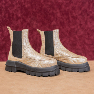 Topshop Wmn Alpha Patent Leather Croc Festival Chelsea Platform Boots 9US EUR40