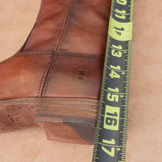 Frye Wmn Melissa Button Cognac Distress Leather Equestrian Riding Knee Boots 6