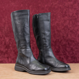 Barbo Women Vintage Retro Warm Comfortable Black Leather Knee Boots sz 8.5