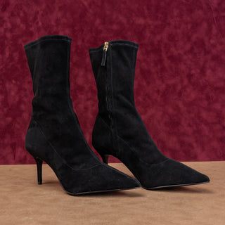 Reiss Women Caley Black Suede Dress Fashion Zip Pointy Toe Boots 10.5US EUR41