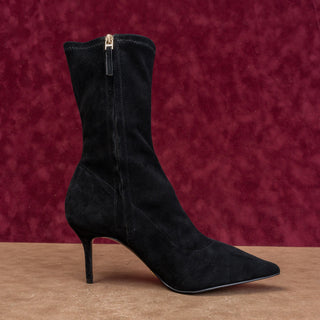 Reiss Women Caley Black Suede Dress Fashion Zip Pointy Toe Boots 10.5US EUR41