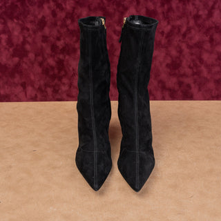 Reiss Women Caley Black Suede Dress Fashion Zip Pointy Toe Boots 10.5US EUR41
