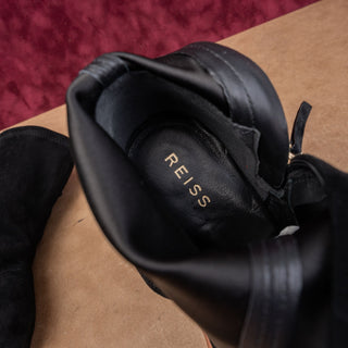 Reiss Women Caley Black Suede Dress Fashion Zip Pointy Toe Boots 10.5US EUR41