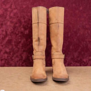 Born Women Braydon II Distress Brown Leather Zip Riding Knee Boots sz 7.5
