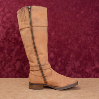 Born Women Braydon II Distress Brown Leather Zip Riding Knee Boots sz 7.5