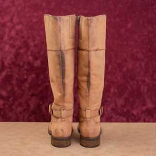 Born Women Braydon II Distress Brown Leather Zip Riding Knee Boots sz 7.5