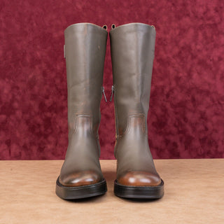 Franco Sarto Women Trevi Brown Leather Moto Biker Pull On Knee Boots sz 6