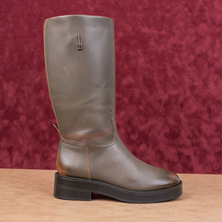 Franco Sarto Women Trevi Brown Leather Moto Biker Pull On Knee Boots sz 6