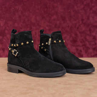 La Canadienne Bruni Waterproof Suede Studded Black Ankle Boots Sz 6.5