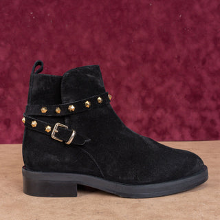 La Canadienne Bruni Waterproof Suede Studded Black Ankle Boots Sz 6.5