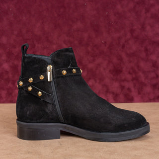 La Canadienne Bruni Waterproof Suede Studded Black Ankle Boots Sz 6.5