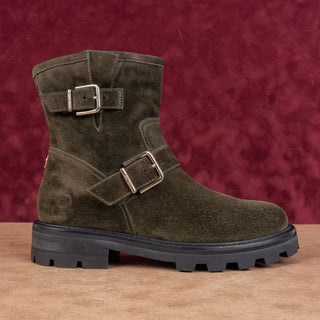 Jimmy Choo Wmn Youth II Buc Moto Biker Green Festival Suede Boots 9US EUR 39.5