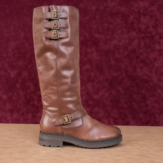 Lucky Brand Women Citere Brown Leather Zip Riding Moto Tall Boots 9US EUR 40