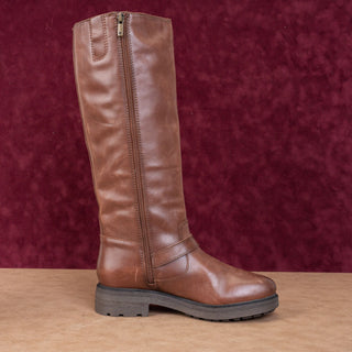 Lucky Brand Women Citere Brown Leather Zip Riding Moto Tall Boots 9US EUR 40