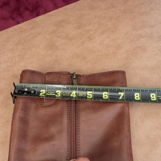 Lucky Brand Women Citere Brown Leather Zip Riding Moto Tall Boots 9US EUR 40