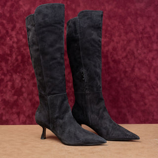 Sam Edelman Women Black Suede Fashion Party Night Zip Pointy Toe Boots sz 9.5