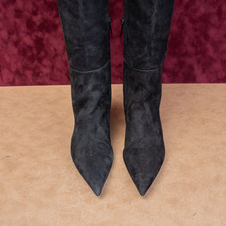 Sam Edelman Women Black Suede Fashion Party Night Zip Pointy Toe Boots sz 9.5