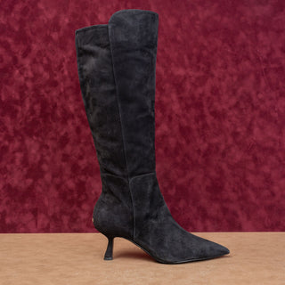 Sam Edelman Women Black Suede Fashion Party Night Zip Pointy Toe Boots sz 9.5