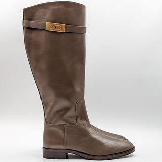 Tory Burch Women T Hardware Equestrian Riding Tall Olive Leather Boots size 9M