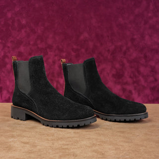 Sam Edelman Women Jacklyn Festival party Black Suede Chelsea Boots size 8