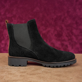 Sam Edelman Women Jacklyn Festival party Black Suede Chelsea Boots size 8