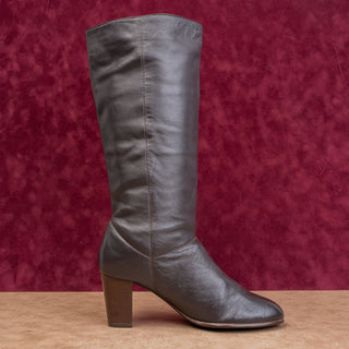 Nine West Teardrop Vintage Y2K Brown Leather Retro 90s Slip-on Tall Boots sz 9