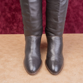 Nine West Teardrop Vintage Y2K Brown Leather Retro 90s Slip-on Tall Boots sz 9