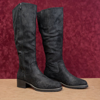 Donald Pliner Wmn Philip Black Distress Leather Classic Riding Comfort Boots 8.5