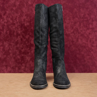 Donald Pliner Wmn Philip Black Distress Leather Classic Riding Comfort Boots 8.5