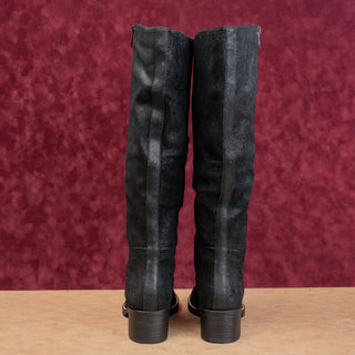 Donald Pliner Wmn Philip Black Distress Leather Classic Riding Comfort Boots 8.5