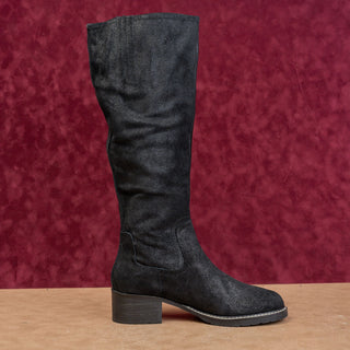 Donald Pliner Wmn Philip Black Distress Leather Classic Riding Comfort Boots 8.5
