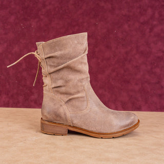 Sofft Women Sharnell Low Distress Brown Suede Back Lace-up Mid Calf boots sz 6.5