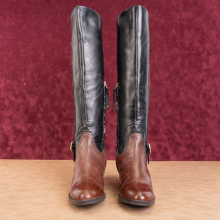 Lucca Lane Wmn Marella Brown Black Leather Riding Equestrian Buckle Boots sz 6.5