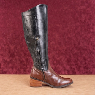 Lucca Lane Wmn Marella Brown Black Leather Riding Equestrian Buckle Boots sz 6.5