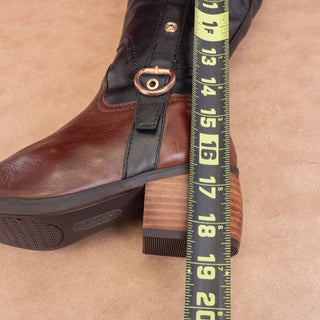 Lucca Lane Wmn Marella Brown Black Leather Riding Equestrian Buckle Boots sz 6.5