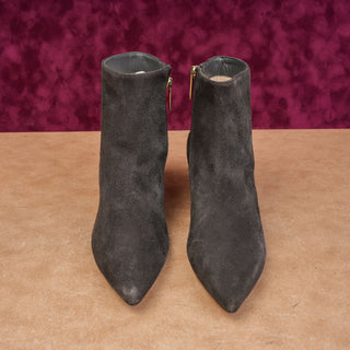 L'Agence Women Jeannie Pointed Toe Distressed Grey Suede boots sz 9.5US EUR 40