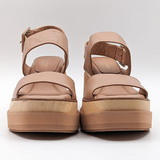 Paloma Barcelo Women Margoti Buckle Platform Beige Leather Sandals sz 11US 41EUR